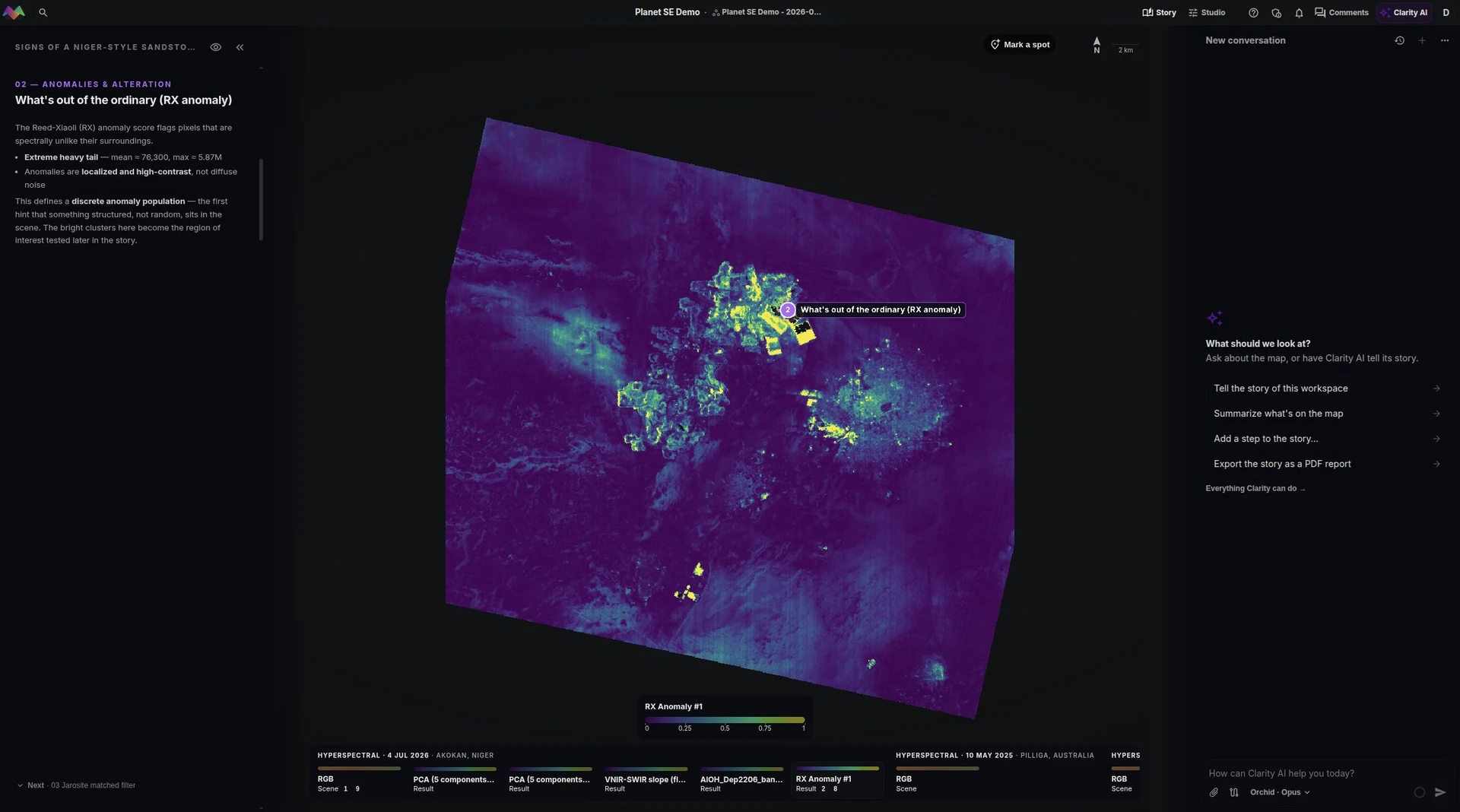 Clarity Story explaining an anomaly map from the Niger exploration example