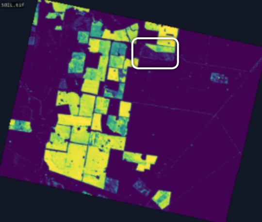 Tanager soil fraction map of the same cropland